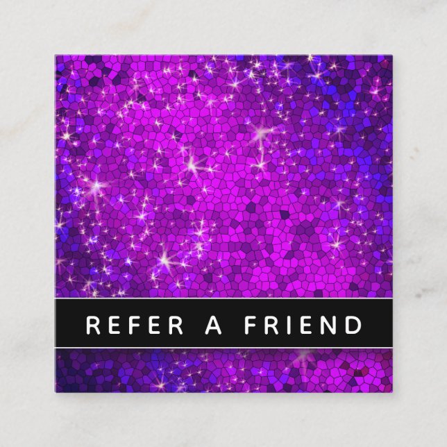 Black and White Business Lila Glitter Salon Spa Tidsbeställning Kort (Framsida)