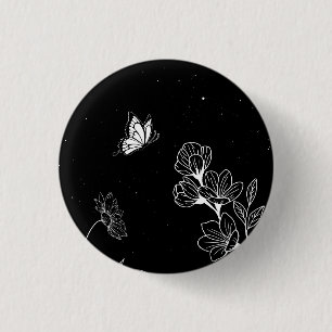 Black and White Butterfly and Flowers at Night Art Knapp
