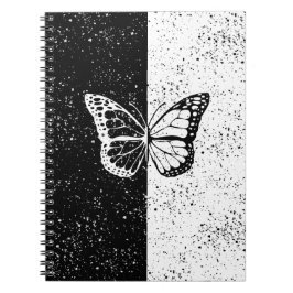 Black and White Butterfly Stars Dots Mönster Girly Anteckningsbok