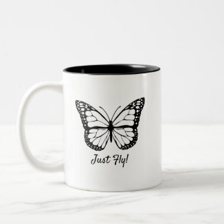 Black and White Butterfly Two-Tone Mugg