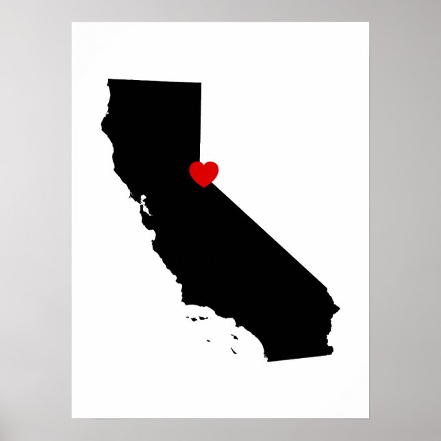 Black and White California med Red Heart Poster (Framsidan)