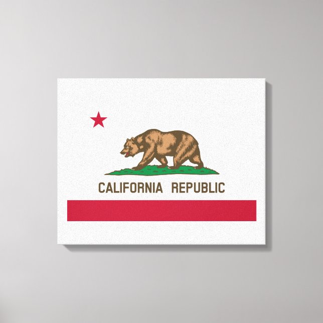 Black and White California Republic Flagga Canvastryck (Framsida)