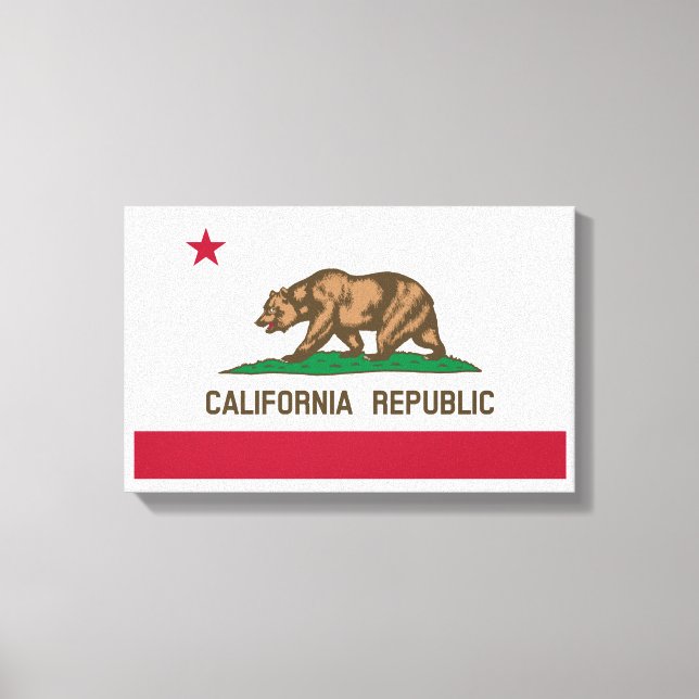 Black and White California Republic Flagga Canvastryck (Framsida)
