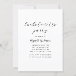 Black and white calligraphy bachelorette Party Inbjudningar