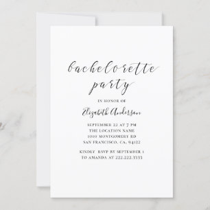 Black and white calligraphy bachelorette Party Inbjudningar