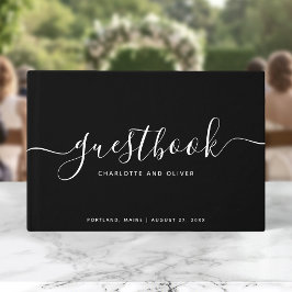 Black and White Calligraphy Event eller Bröllop Gästböcker