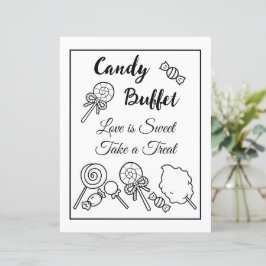 Black and White Candy Buffet Bröllop Sign