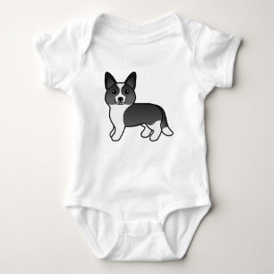 Black and White Cardigan Welsh Corgi Tecknad hund T Shirt