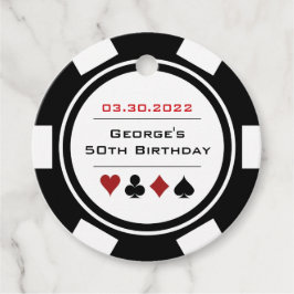 Black and White Casino Poker Chip Birthday Gåvor Etiketter
