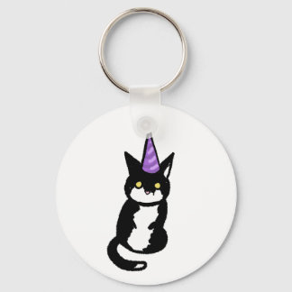 Black and White Cat Celebration  Keyring Nyckelring
