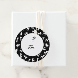 Black and White Cat Silhouette Gåvor Etiketter