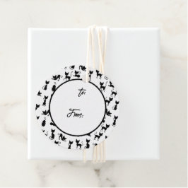 Black and White Cat Silhouette Gåvor Etiketter