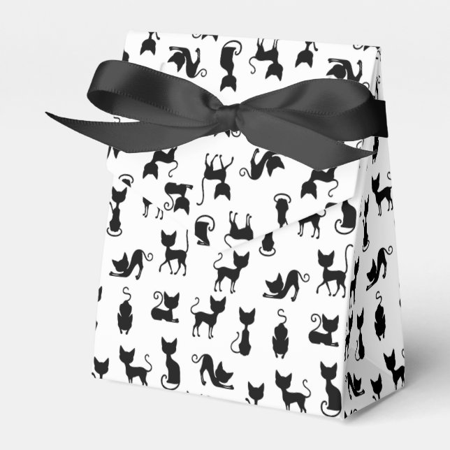 Black and White Cat Silhouette Presentaskar (Framsidan Sidan)