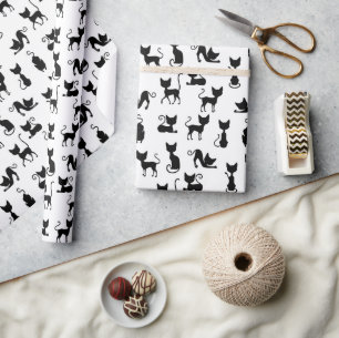 Black and White Cat Silhouette Presentpapper