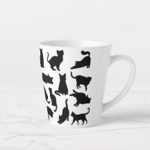Black and White Cat Silhouettes Latte Mugg