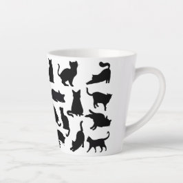 Black and White Cat Silhouettes Latte Mugg