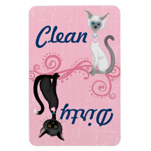Black and White Cats Rosa Clean Dirty Dishwasher Magnet