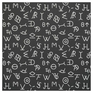 Black and White Cattle Brands Fabric Tyg