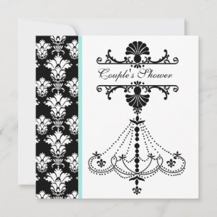 Black and White Chandelier Couples Shower Inbjudan