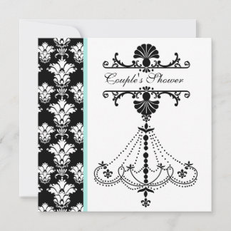 Black and White Chandelier Couples Shower Inbjudan