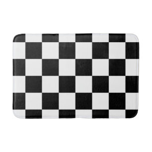 Black and White Checker Badrumsmatta