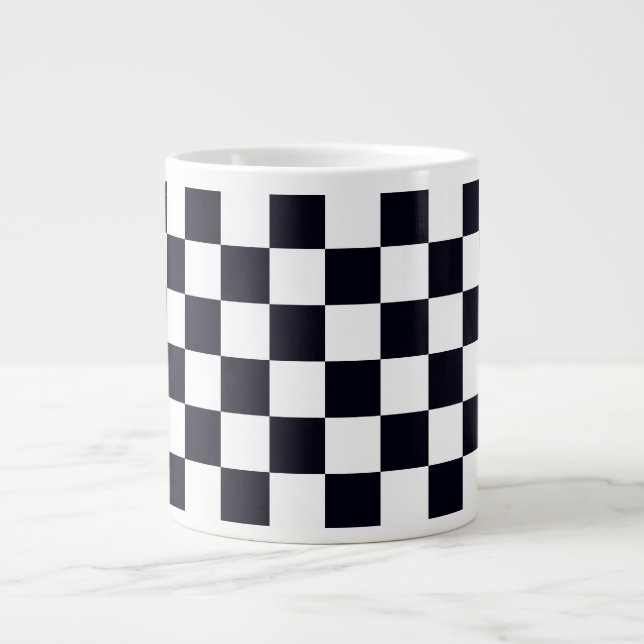 Black and White Checker Mönster Jumbo Mugg (Framsidan)