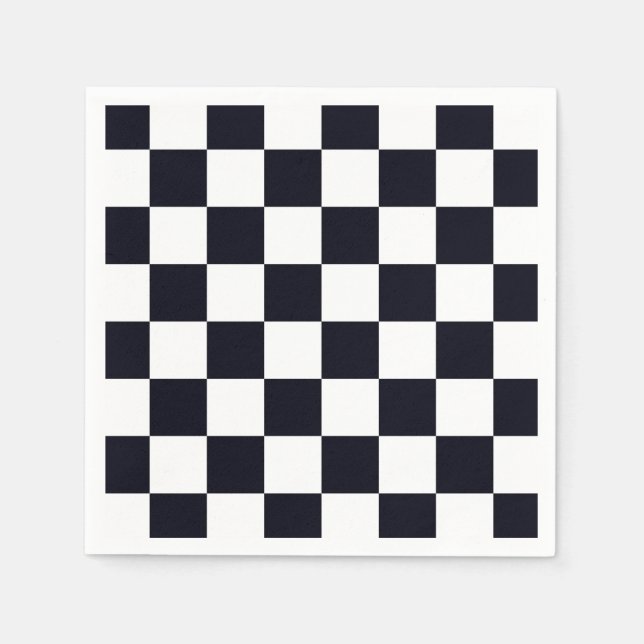 Black and White Checker Mönster Pappersservett (Framsidan)