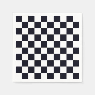 Black and White Checker Mönster Pappersservett