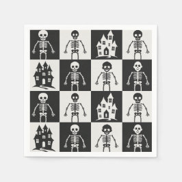 Black and White Checkerboard Halloween Pappersservett