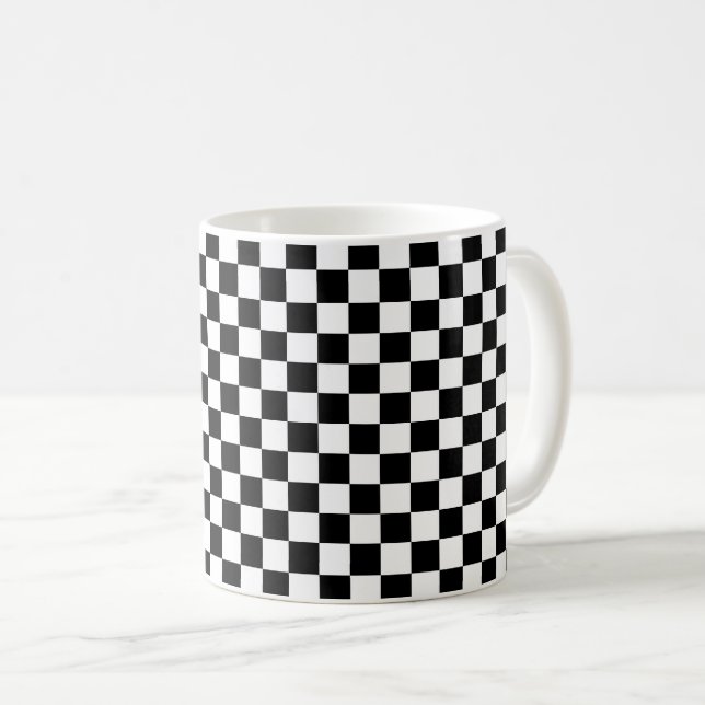 Black and white checkerboard pattern  kaffemugg (Framsida höger)
