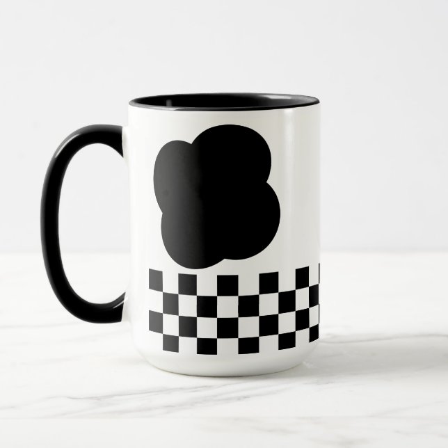 Black and White Checkerboard Two-Tone Mug Mugg (Vänster)