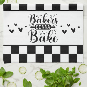 Black and White Checkered Baker's Gonna Bake Kökshandduk