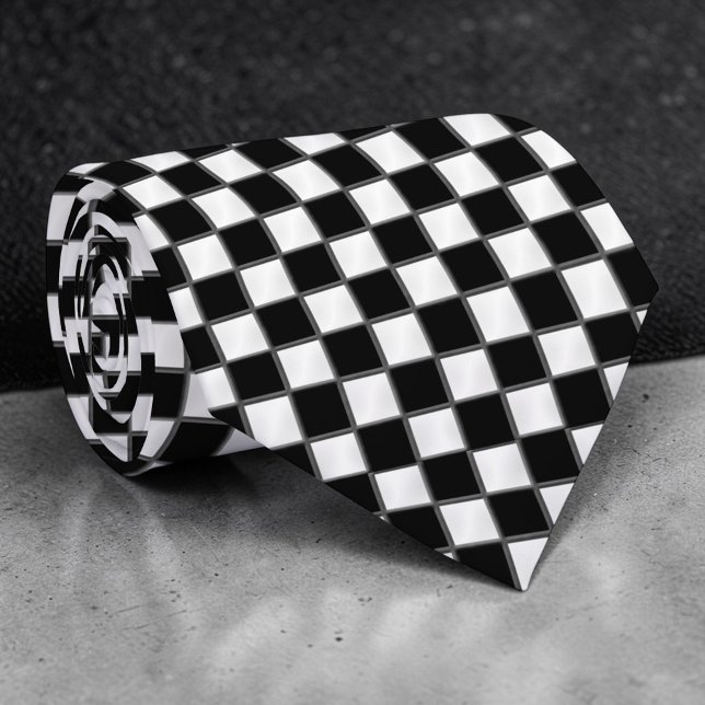 Black and White Checkered Custom Necktie Slips (Skapare uppladdad)