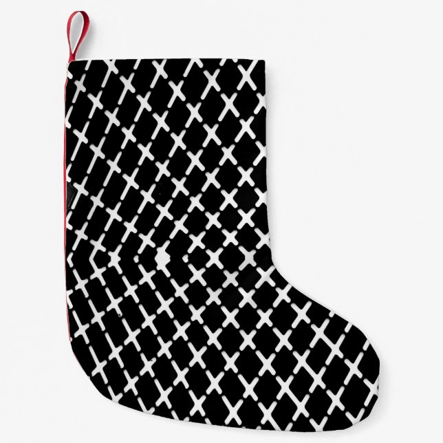 Black and white checkered illustration liten julstrumpa (Framsidan)