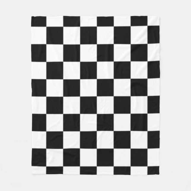 Black and White Checkered Square Pattern  Fleecefilt (Framsidan)