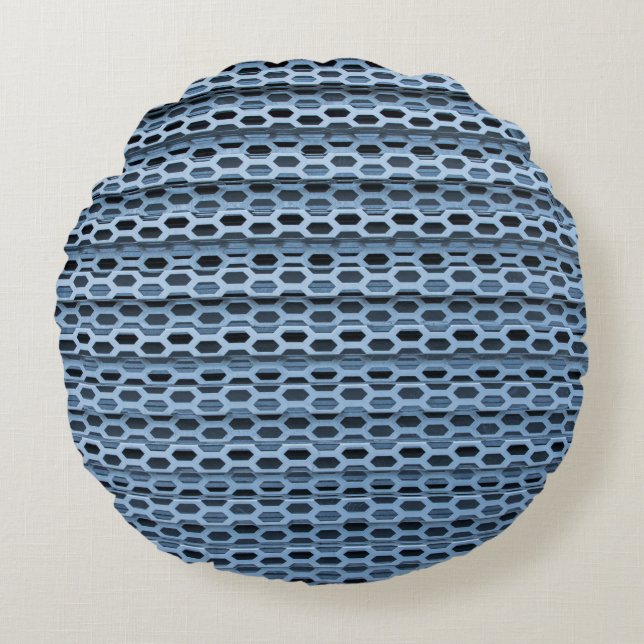 Black and white checkered textile rund kudde (Framsidan)