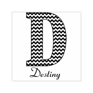 Black and White Chevron Brev D Monogram och Namn Självfärgande Stämpel