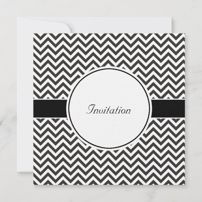 Black and White Chevron Inbjudningar (Framsida)