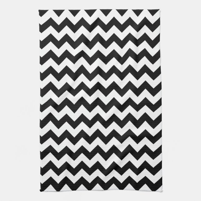 Black and White Chevron Kökshandduk (Vertikal)