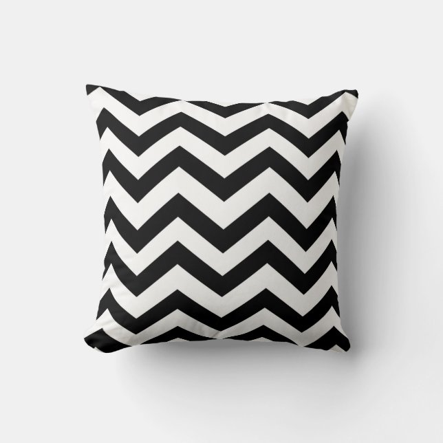 Black and White Chevron Kudde (Framsida)