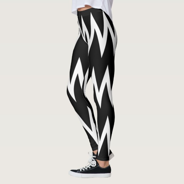 Black and White Chevron Leggings (Vänster)
