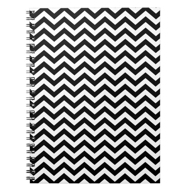 Black and White Chevron Mönster Anteckningsbok (Framsidan)
