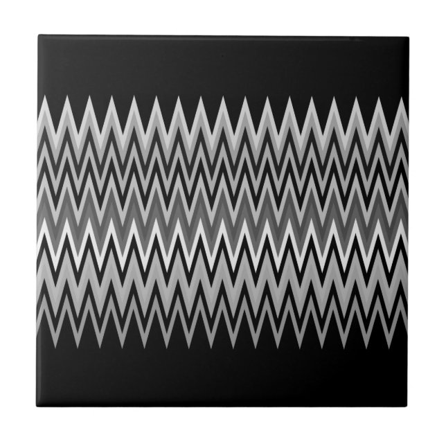Black and White Chevron Mönster Kakelplatta (Framsidan)