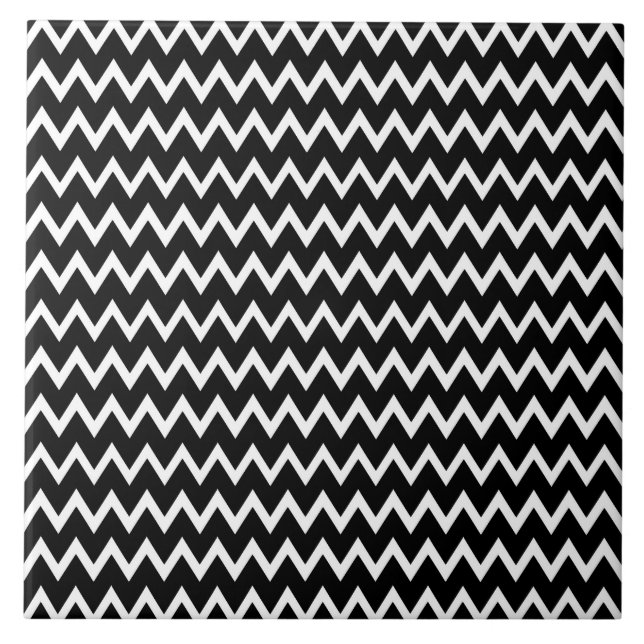 Black and White Chevron Mönster Kakelplatta (Framsidan)