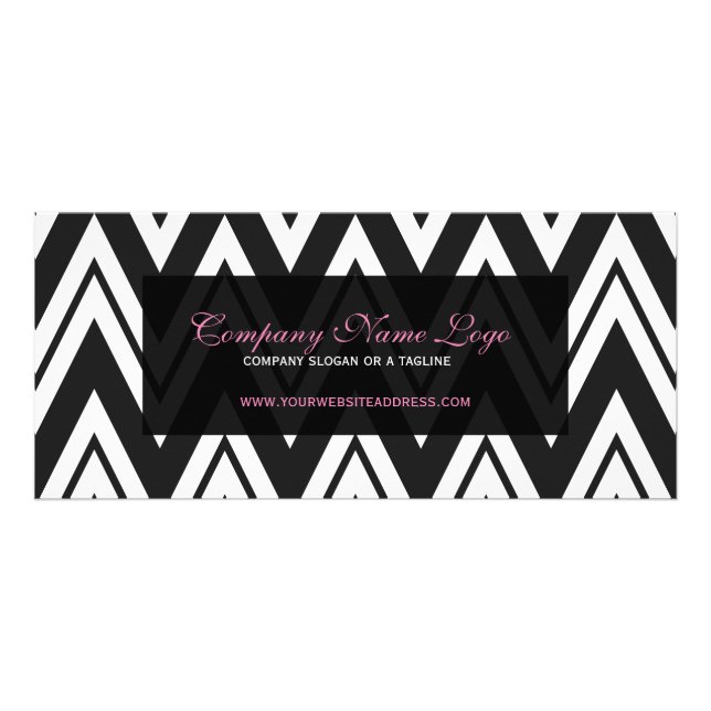 Black and White Chevron Mönster Reklamkort (Framsidan)