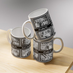 Black and White Chevron Photo Collage Fars dag Kaffemugg