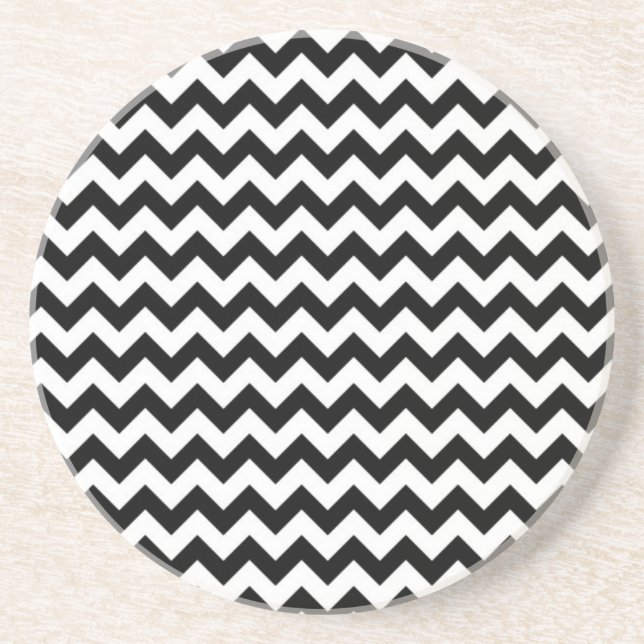 Black and White Chevron Underlägg Sandsten (Framsidan)