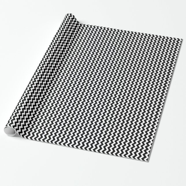 Black and White Chevron Zig Zag Presentpapper (Utrullad)