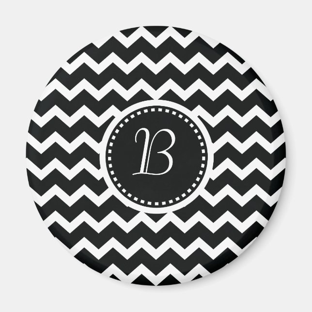 Black and White Chevron Zig Zag Retro Elegance Magnet (Framsidan)