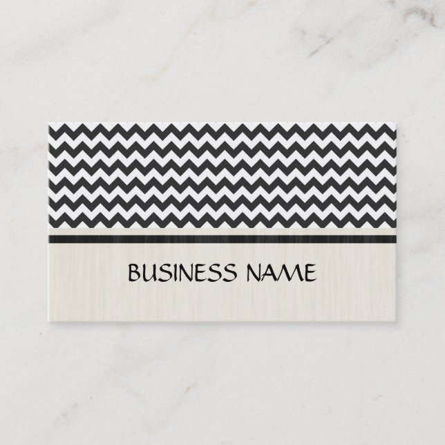 Black and White Chevron Zigzag Mönster Visitkort (Framsida)